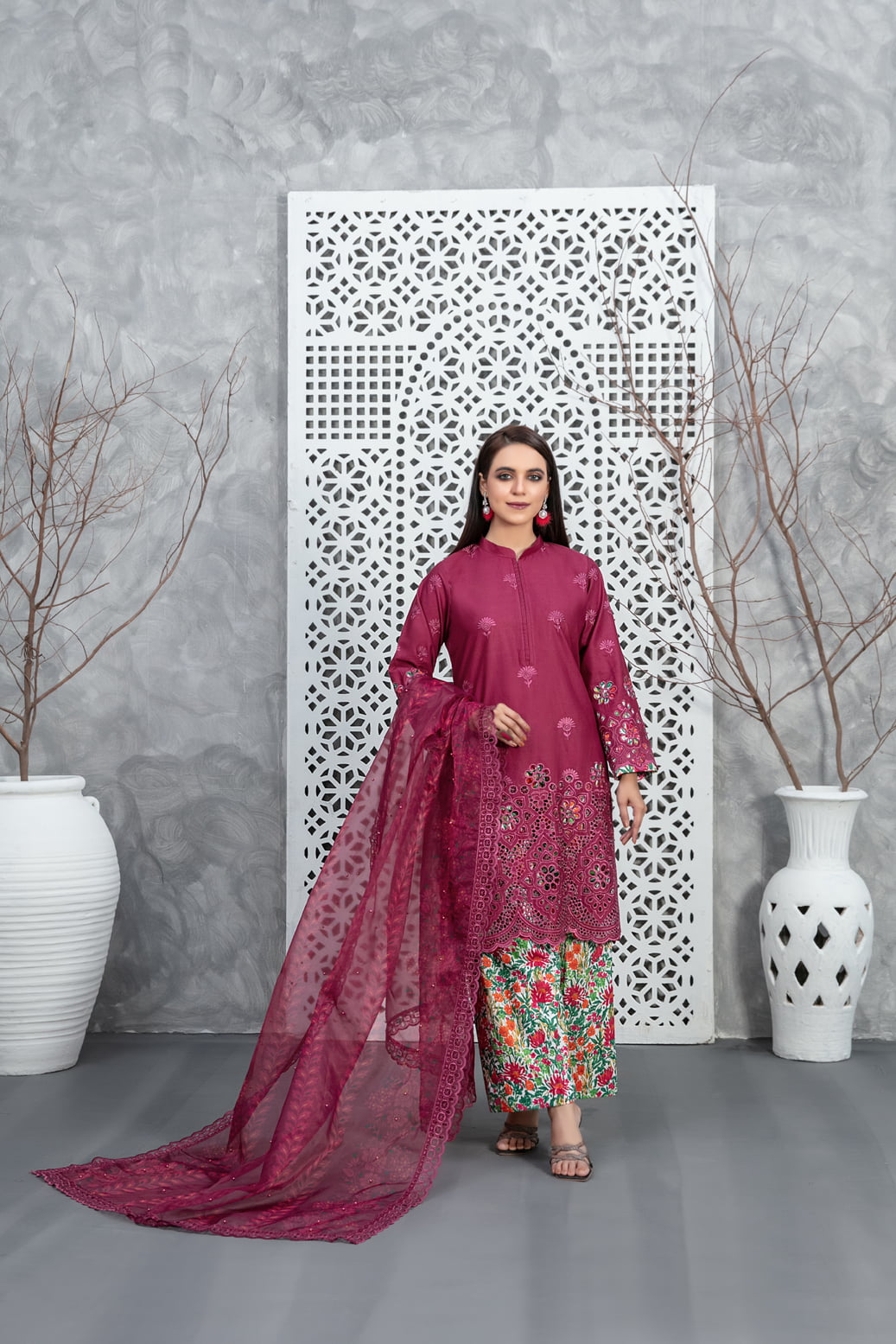 Tawakkal Fabrics 3 Piece Stitched Heavy Schiffli Embroidered Lawn Suit - D-2926