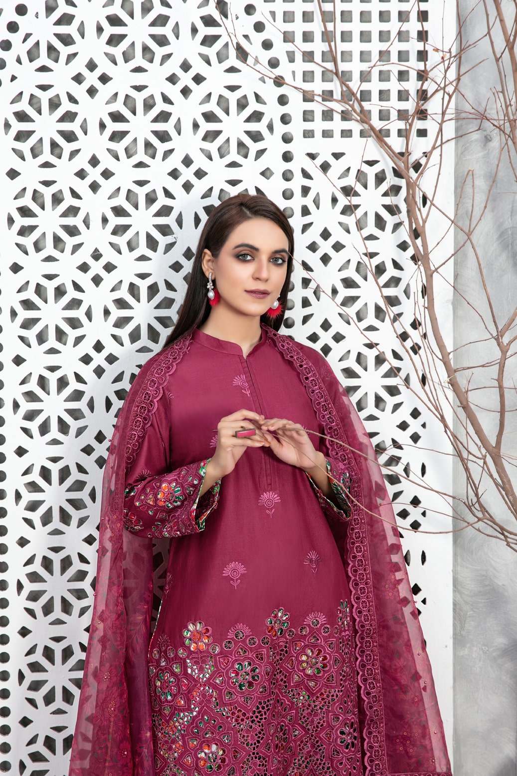 Tawakkal Fabrics 3 Piece Stitched Heavy Schiffli Embroidered Lawn Suit - D-2926