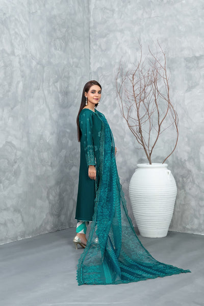 Tawakkal Fabrics 3 Piece Stitched Heavy Schiffli Embroidered Lawn Suit - D-2927