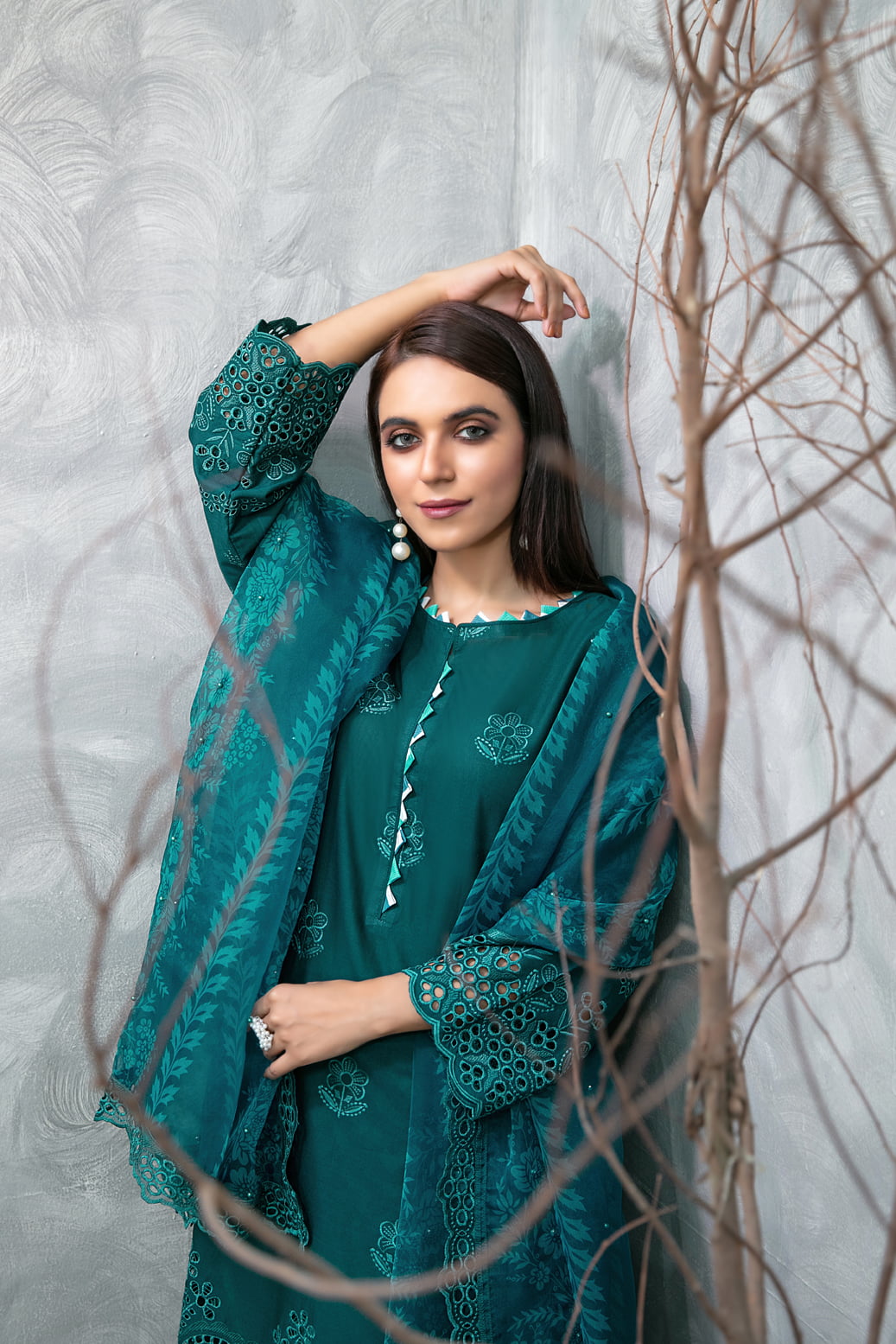 Tawakkal Fabrics 3 Piece Stitched Heavy Schiffli Embroidered Lawn Suit - D-2927