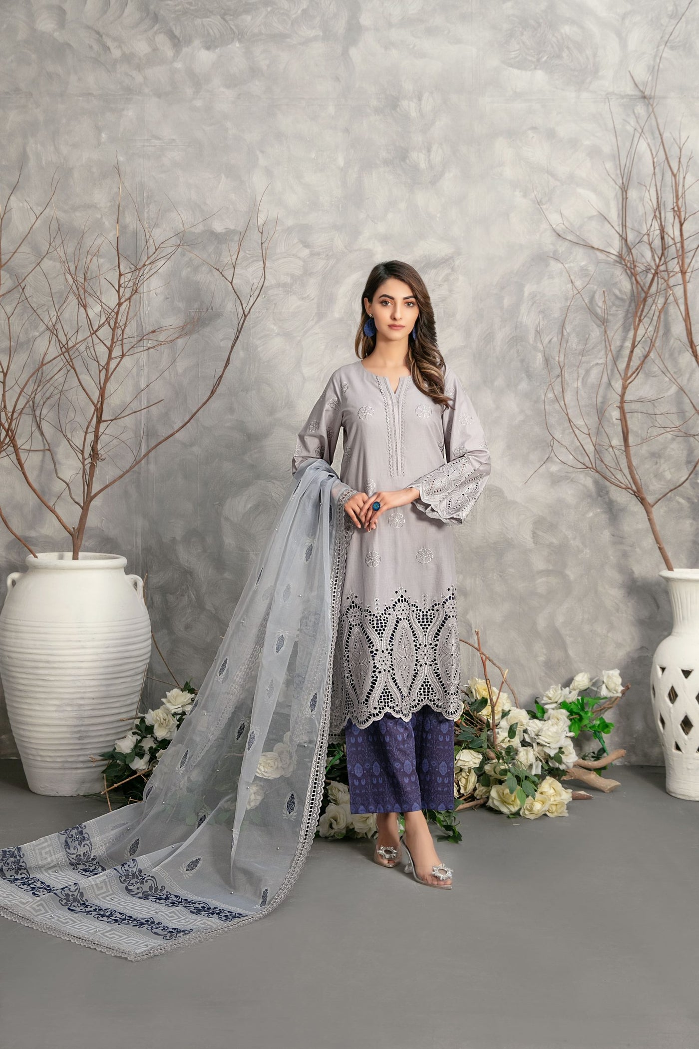 Tawakkal Fabrics 3 Piece Stitched Heavy Schiffli Embroidered Lawn Suit - D-2931