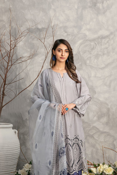 Tawakkal Fabrics 3 Piece Stitched Heavy Schiffli Embroidered Lawn Suit - D-2931