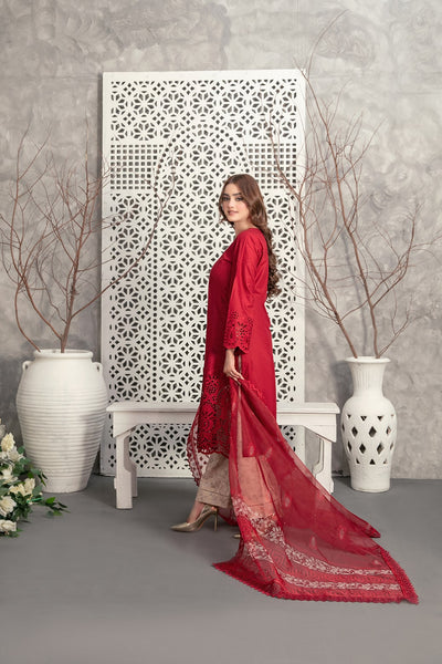 Tawakkal Fabrics 3 Piece Stitched Heavy Schiffli Embroidered Lawn Suit - D-2933