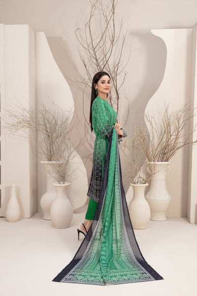 Tawakkal Fabrics 3 Piece Stitched Embroidered Digital Printed Lawn Zari Line Suit - D-2959