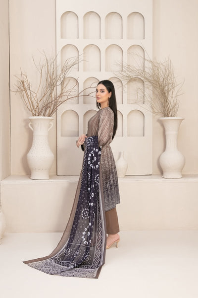 Tawakkal Fabrics 3 Piece Stitched Embroidered Digital Printed Lawn Zari Line Suit - D-2962