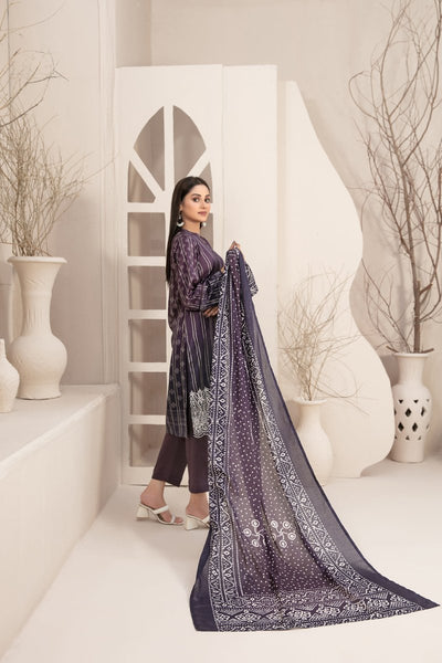 Tawakkal Fabrics 3 Piece Stitched Embroidered Digital Printed Lawn Zari Line Suit - D-2963