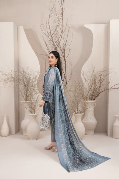 Tawakkal Fabrics 3 Piece Stitched Embroidered Digital Printed Lawn Zari Line Suit - D-2965