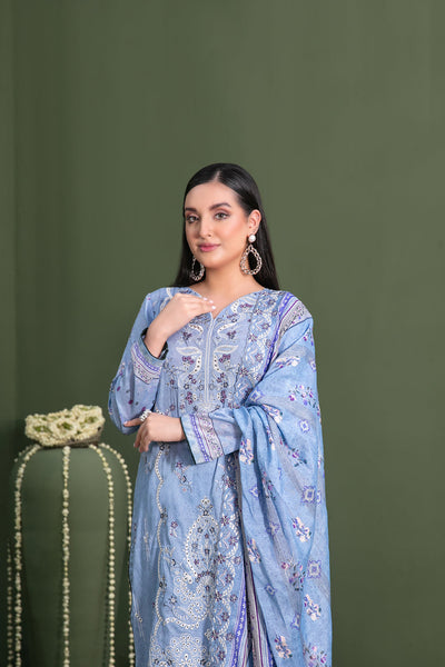 Tawakkal Fabrics 3 Piece Stitched Embroidered Digital Printed Lawn Suit - D-3059