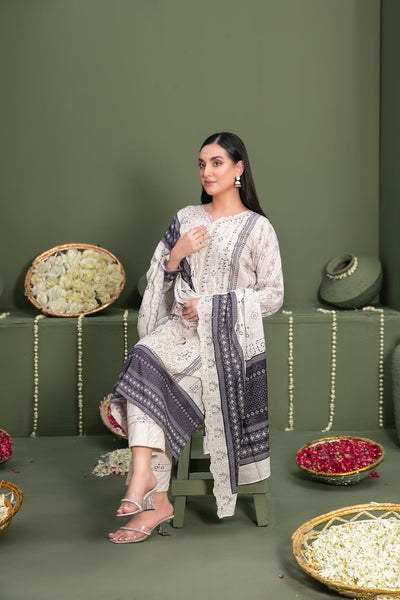 Tawakkal Fabrics 3 Piece Stitched Embroidered Digital Printed Lawn Suit - D-3060