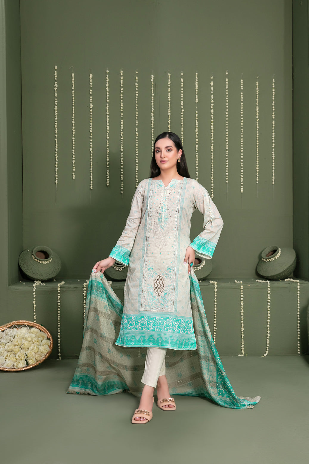 Tawakkal Fabrics 3 Piece Stitched Embroidered Digital Printed Lawn Suit - D-3061