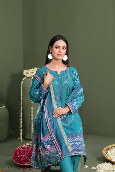 Tawakkal Fabrics 3 Piece Stitched Embroidered Digital Printed Lawn Suit - D-3063