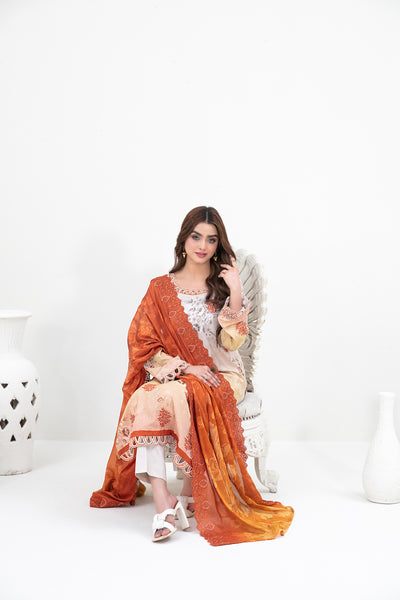 Tawakkal Fabrics 3 Piece Stitched Embroidered Digital Printed Lawn Suit - D-3151