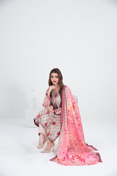 Tawakkal Fabrics 3 Piece Stitched Embroidered Digital Printed Lawn Suit - D-3152