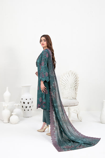 Tawakkal Fabrics 3 Piece Stitched Embroidered Digital Printed Lawn Suit - D-3154