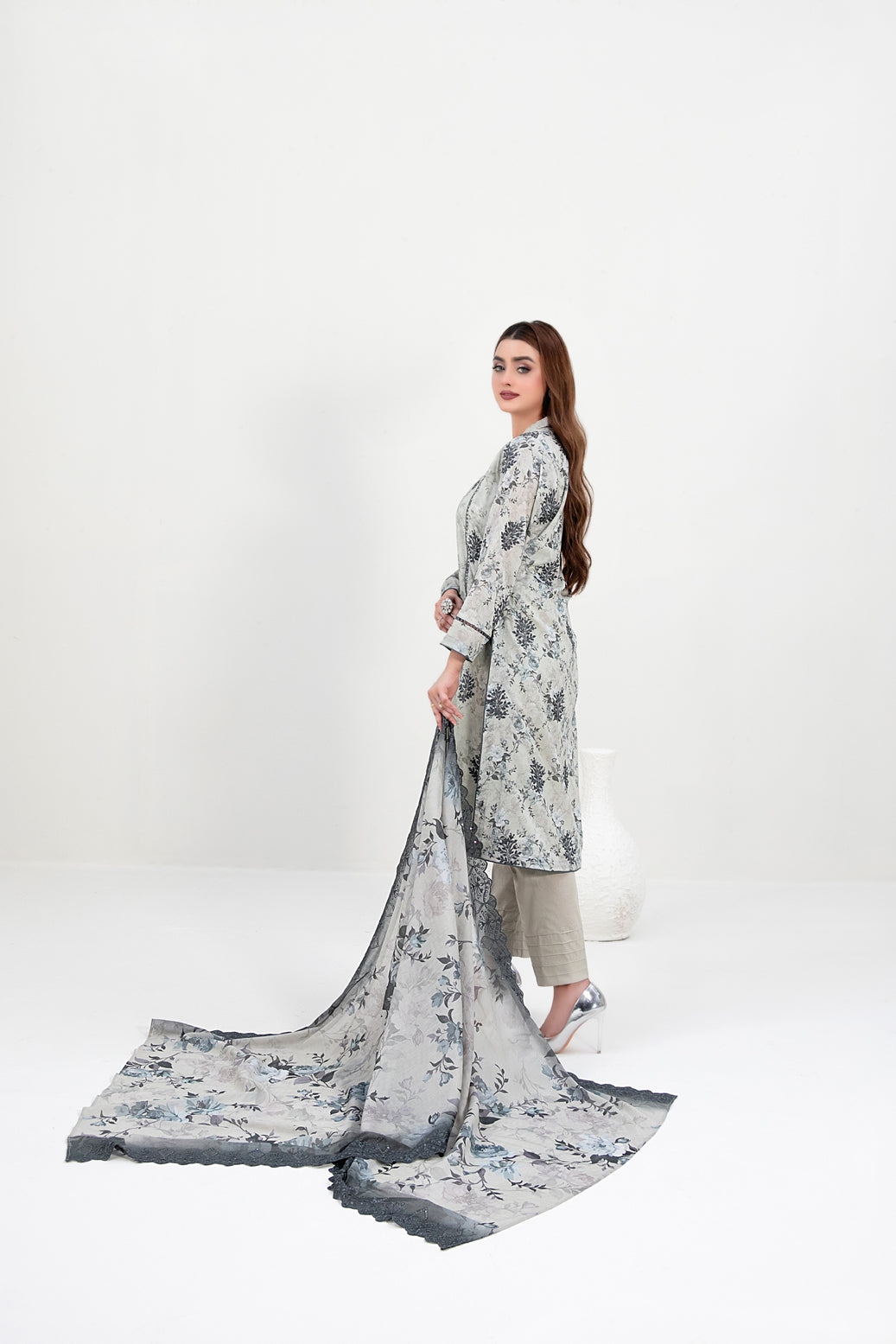 Tawakkal Fabrics 3 Piece Stitched Embroidered Digital Printed Lawn Suit - D-3155