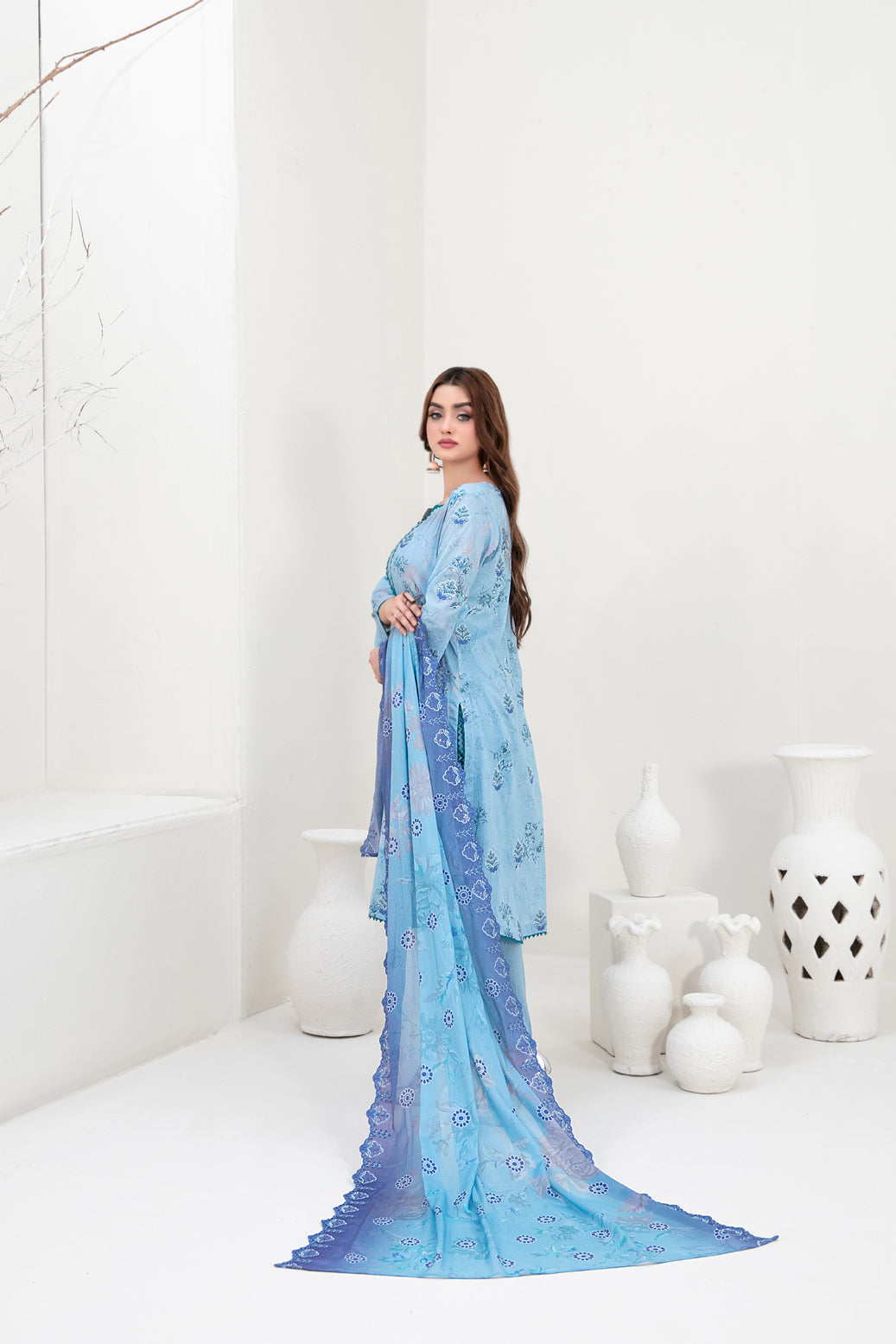 Tawakkal Fabrics 3 Piece Stitched Embroidered Digital Printed Lawn Suit - D-3156