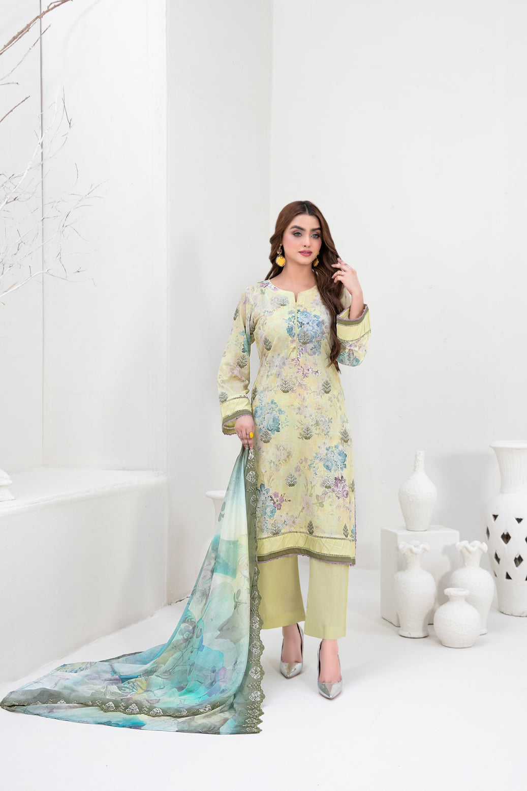 Tawakkal Fabrics 3 Piece Stitched Embroidered Digital Printed Lawn Suit - D-3160