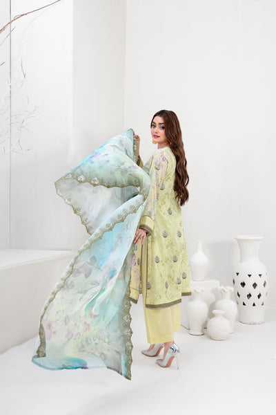 Tawakkal Fabrics 3 Piece Stitched Embroidered Digital Printed Lawn Suit - D-3160