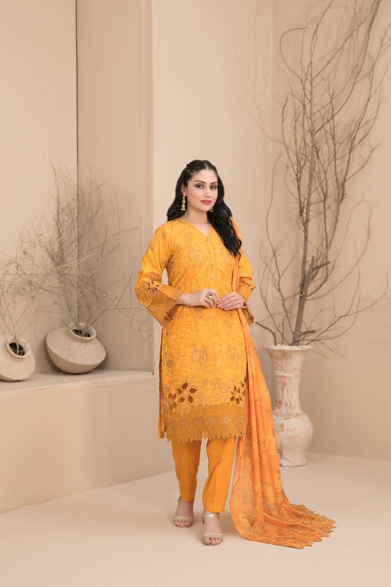 Tawakkal Fabrics 3 Piece Stitched Embroidered Digital Printed Lawn Suit - D-3181