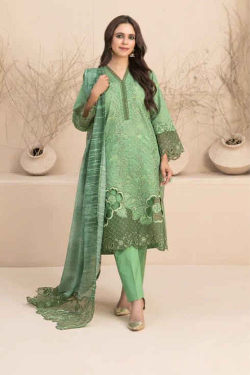 Tawakkal Fabrics 3 Piece Stitched Embroidered Digital Printed Lawn Suit - D-3185
