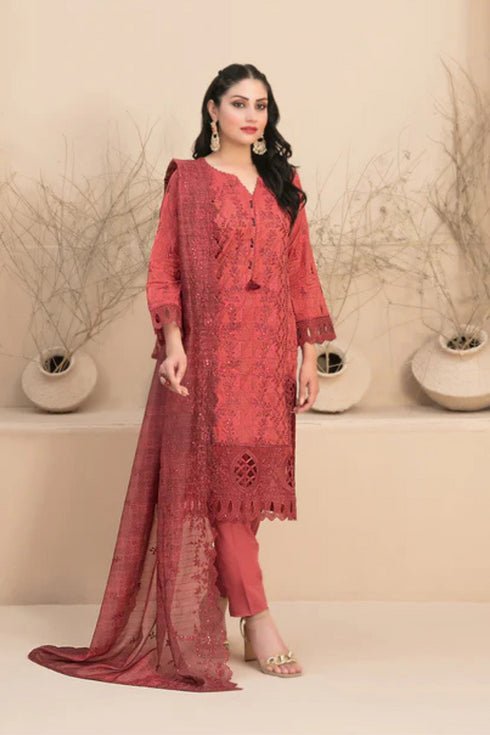 Tawakkal Fabrics 3 Piece Stitched Embroidered Digital Printed Lawn Suit - D-3188