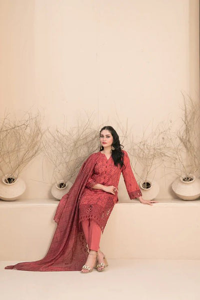Tawakkal Fabrics 3 Piece Stitched Embroidered Digital Printed Lawn Suit - D-3188