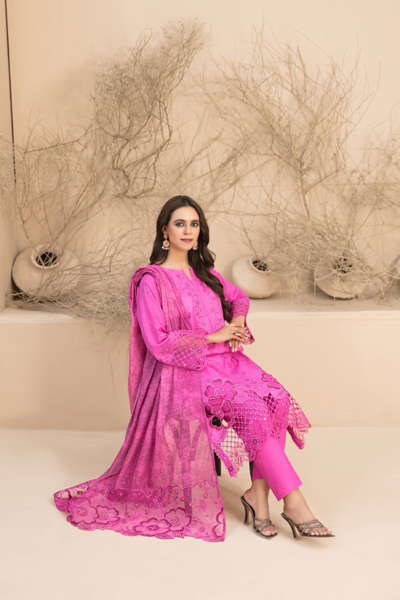 Tawakkal Fabrics 3 Piece Stitched Embroidered Digital Printed Lawn Suit - D-3190