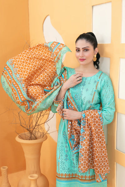 Tawakkal Fabrics 3 Piece Stitched Embroidered Digital Printed Lawn Suit - D-3277