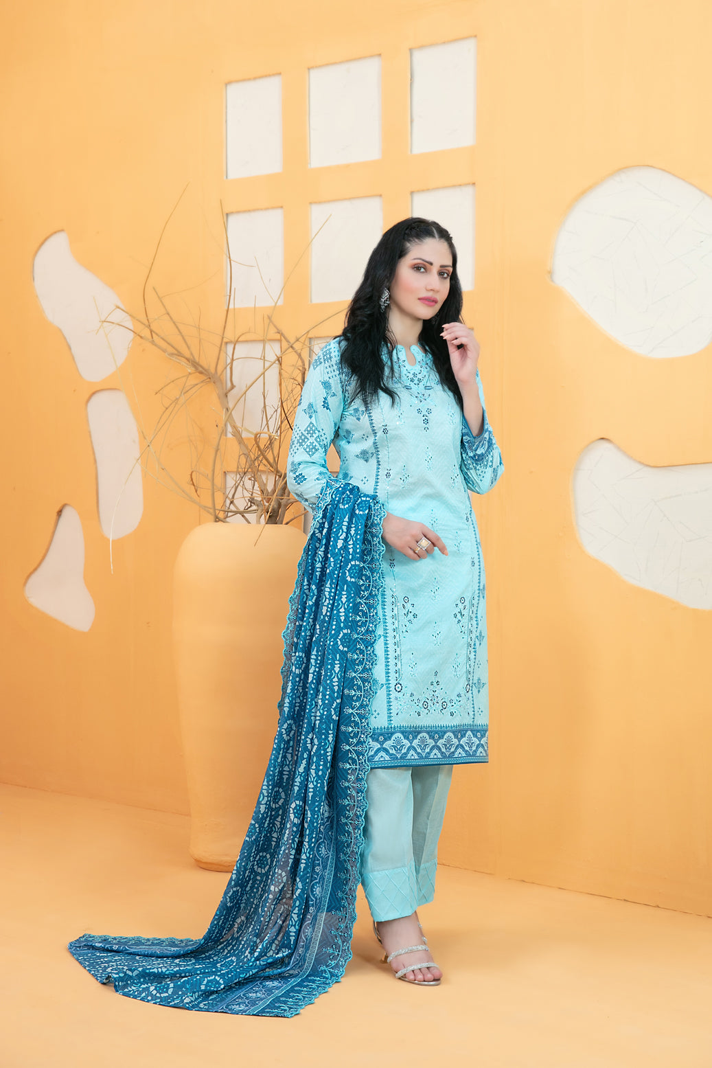 Tawakkal Fabrics 3 Piece Stitched Embroidered Digital Printed Lawn Suit - D-3285