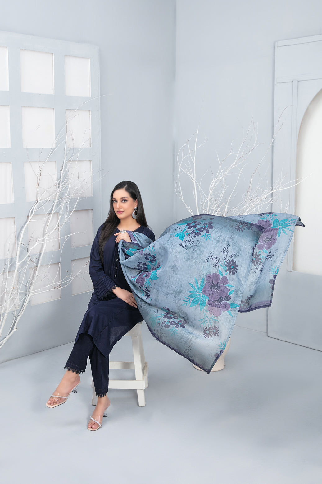 Tawakkal Fabrics 3 Piece Stitched Dyed Cotton Suit - D-3328