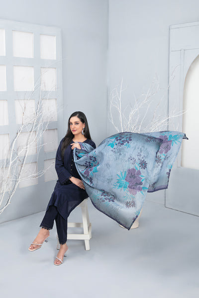 Tawakkal Fabrics 3 Piece Stitched Dyed Cotton Suit - D-3328