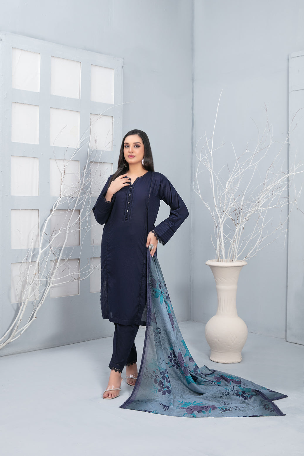 Tawakkal Fabrics 3 Piece Stitched Dyed Cotton Suit - D-3328