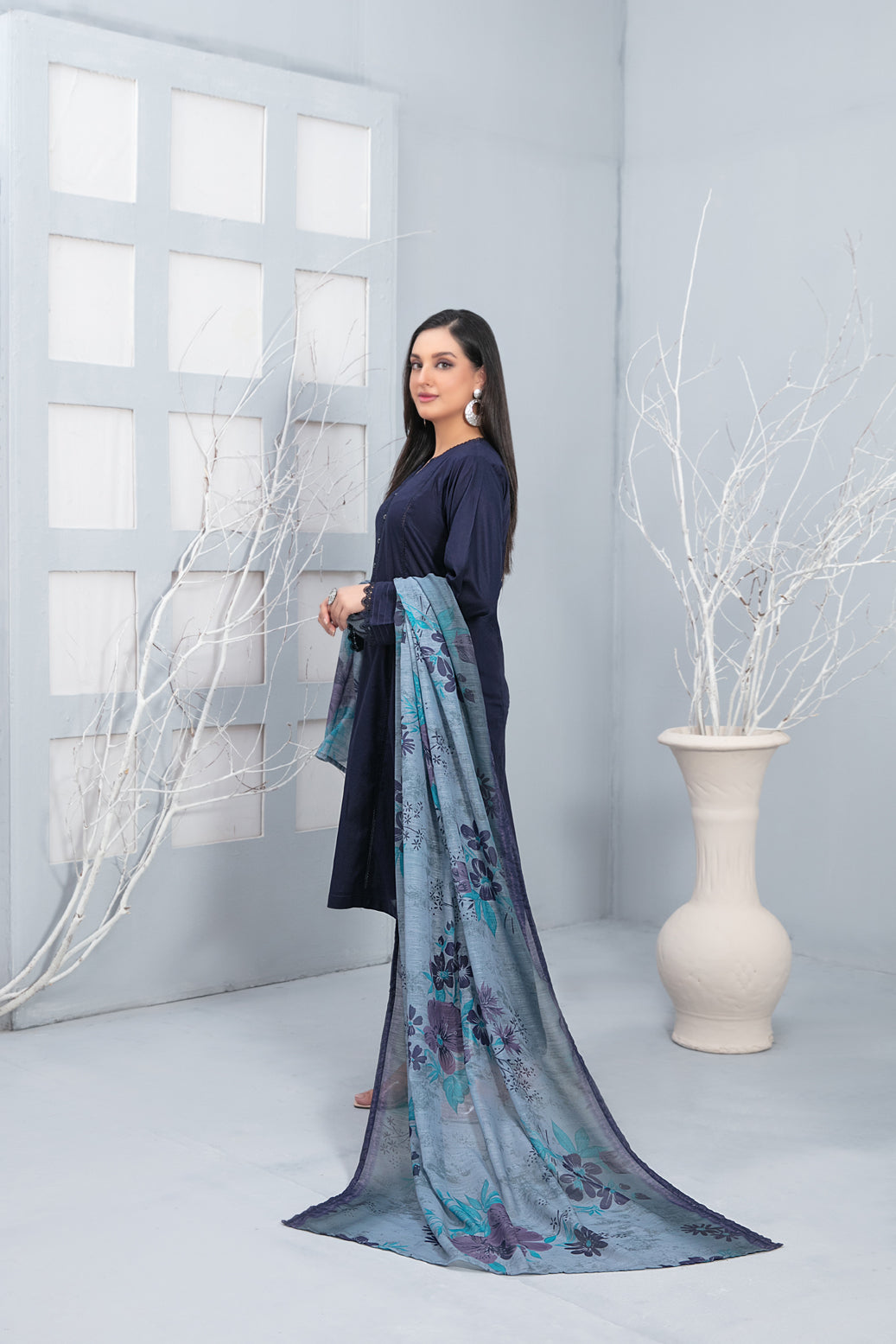 Tawakkal Fabrics 3 Piece Stitched Dyed Cotton Suit - D-3328