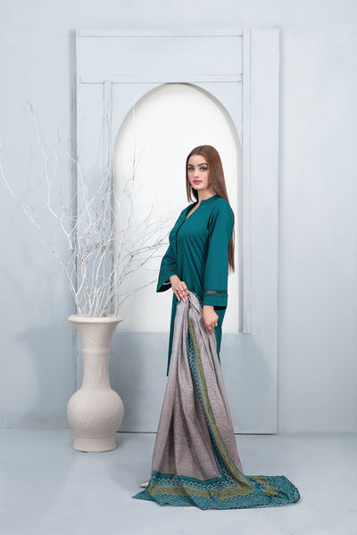 Tawakkal Fabrics 3 Piece Stitched Dyed Cotton Suit - D-3331