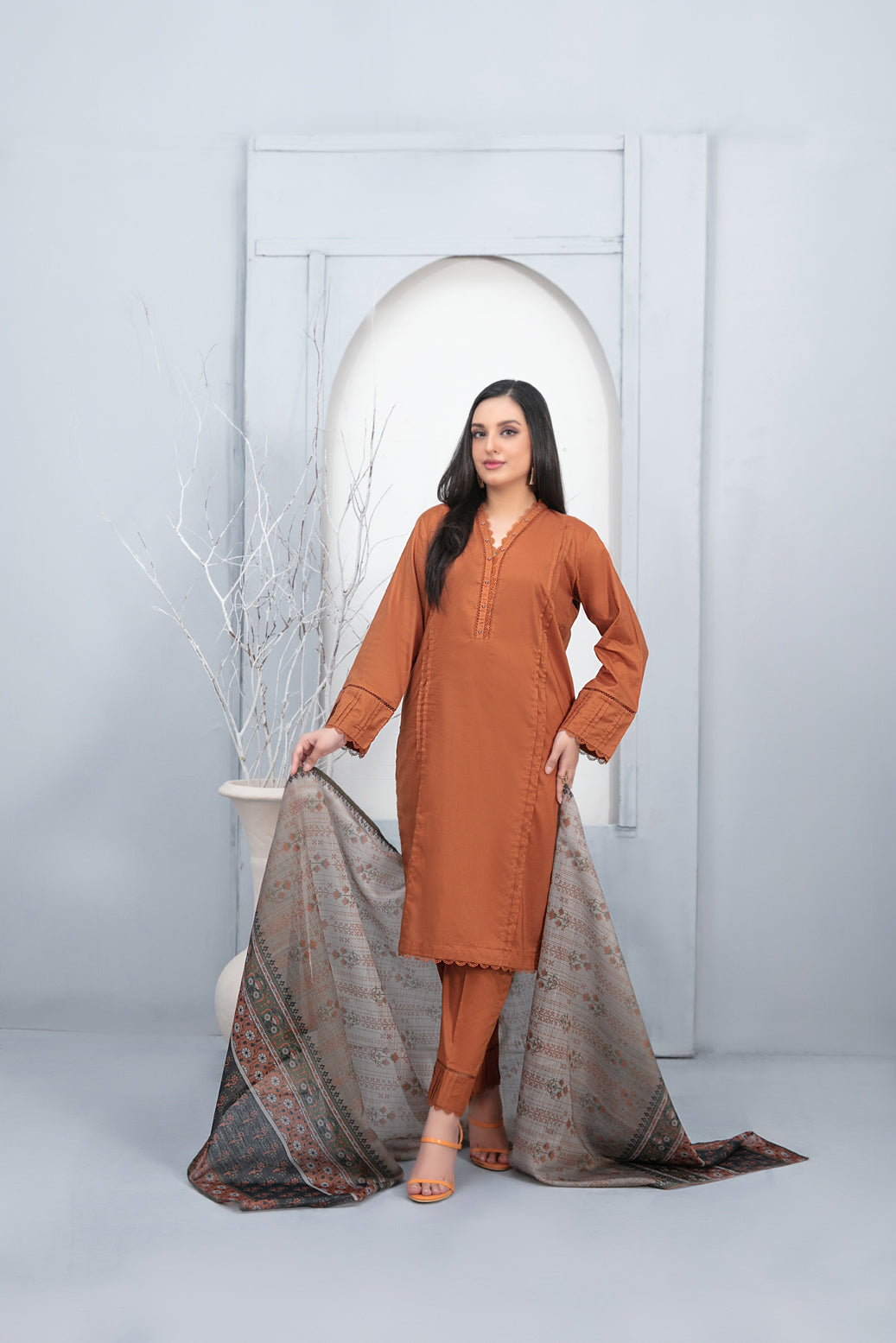 Tawakkal Fabrics 3 Piece Stitched Dyed Cotton Suit - D-3332