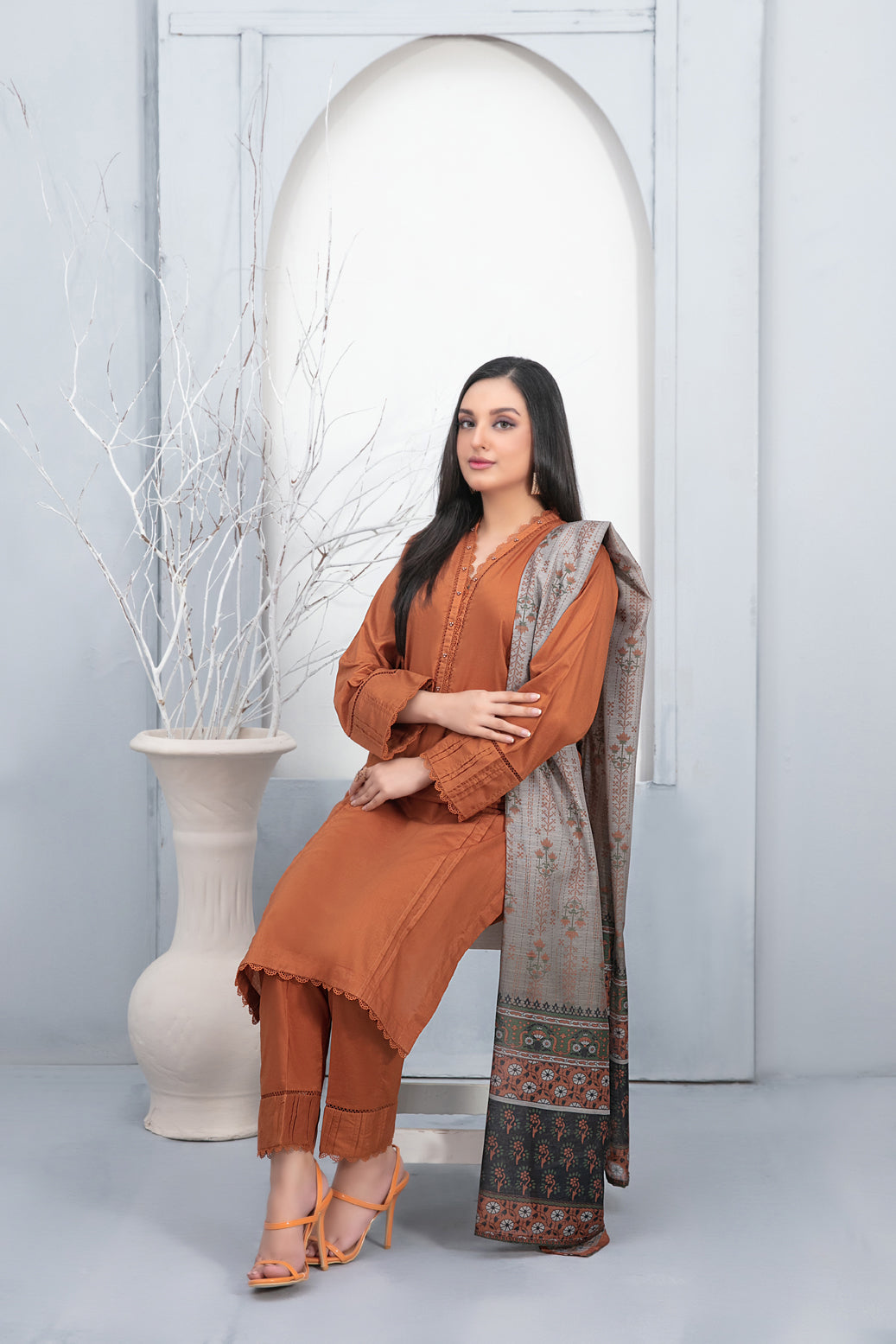 Tawakkal Fabrics 3 Piece Stitched Dyed Cotton Suit - D-3332