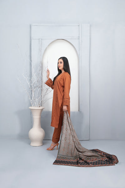 Tawakkal Fabrics 3 Piece Stitched Dyed Cotton Suit - D-3332