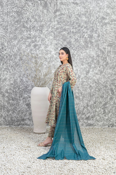 Tawakkal Fabrics 3 Piece Stitched Digital Printed Lawn Suit - D-3493