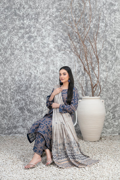 Tawakkal Fabrics 3 Piece Stitched Digital Printed Lawn Suit - D-3495