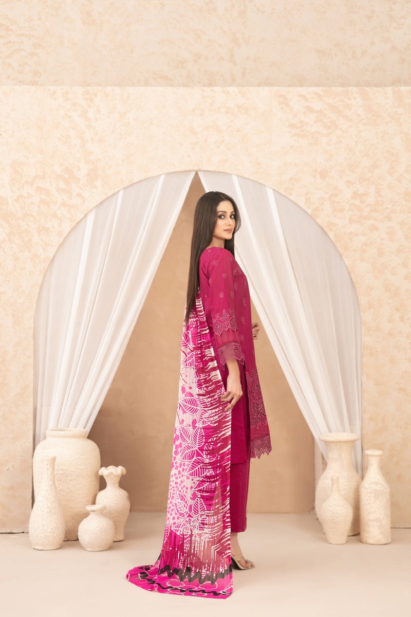 Tawakkal Fabrics 3 Piece Stitched Schiffli Embroidered Lawn Suit - D-3519