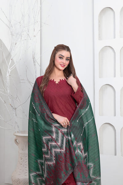 Tawakkal Fabrics 3 Piece Stitched Schiffli Embroidered Lawn Suit - D-3550