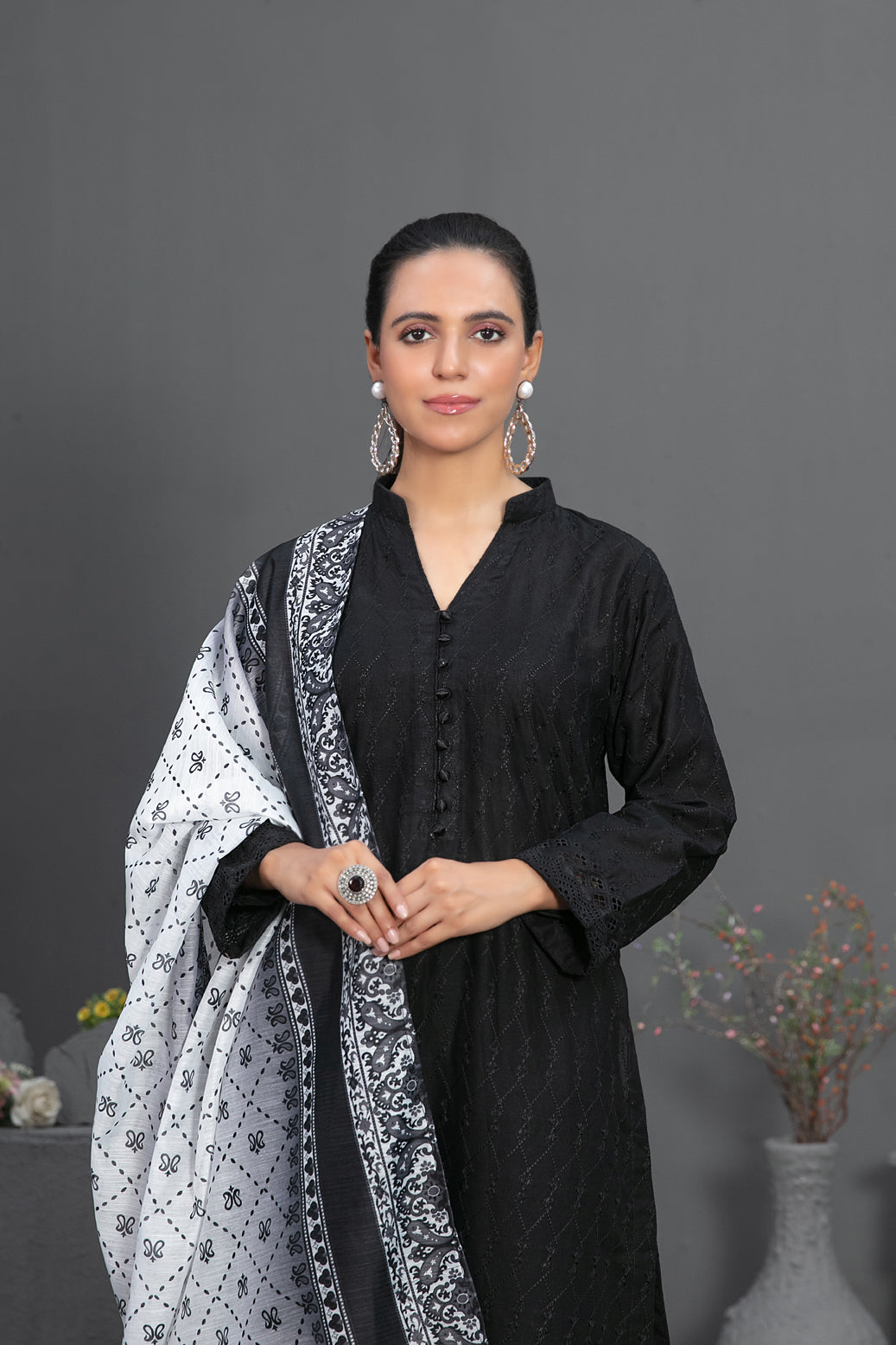 Tawakkal Fabrics 3 Piece Stitched Schiffli Embroidered Suit - D-3571