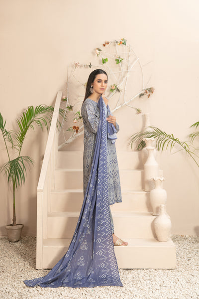 Tawakkal Fabrics 3 Piece Stitched Digital Printed Slub Lawn Suit - D-3595