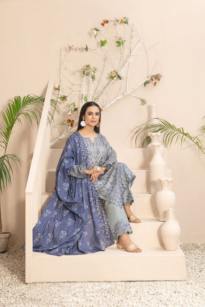 Tawakkal Fabrics 3 Piece Stitched Digital Printed Slub Lawn Suit - D-3595