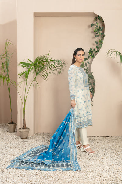 Tawakkal Fabrics 3 Piece Stitched Digital Printed Slub Lawn Suit - D-3596