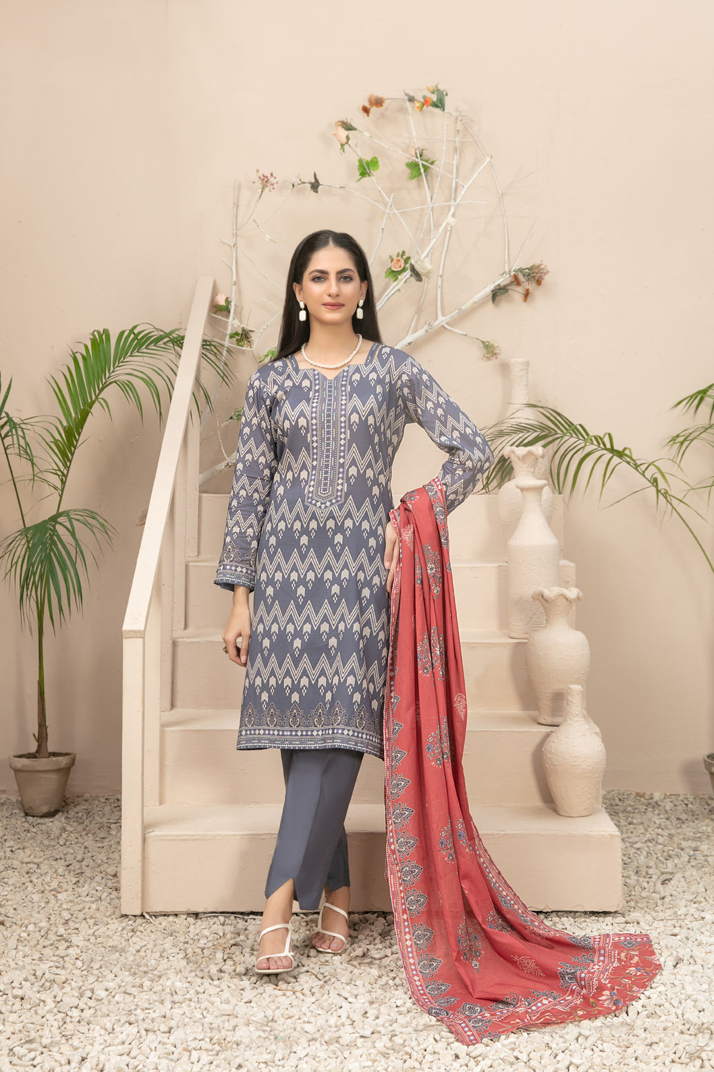 Tawakkal Fabrics 3 Piece Stitched Digital Printed Slub Lawn Suit - D-3600