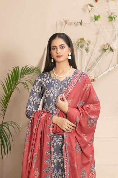 Tawakkal Fabrics 3 Piece Stitched Digital Printed Slub Lawn Suit - D-3600