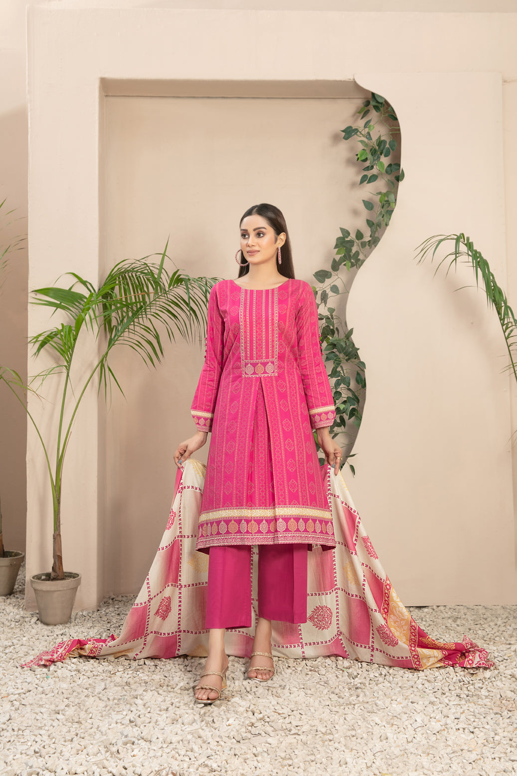 Tawakkal Fabrics 3 Piece Stitched Digital Printed Lawn Suit - D-3601 (Pink)