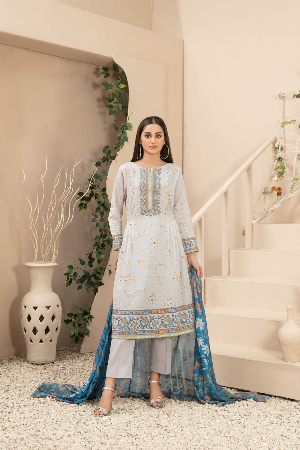 Tawakkal Fabrics 3 Piece Stitched Digital Printed Slub Lawn Suit - D-3602