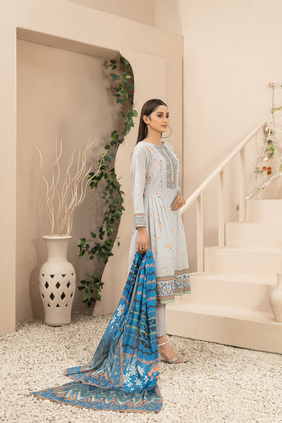 Tawakkal Fabrics 3 Piece Stitched Digital Printed Slub Lawn Suit - D-3601